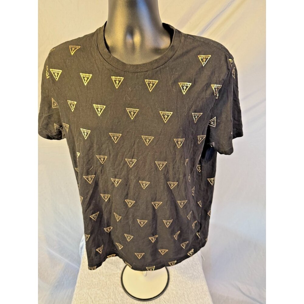 Vintage Guess Logo T-Shirt Shirt Black Gold Mens Size Large L Y2K Street Skater